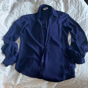 Express Rich Blue Bowtie Sleeve Portofino Shirt